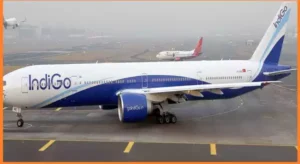 IndiGo aircraft parked at Lucknow airport during security inspection