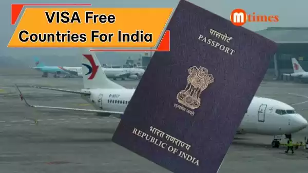 Indian passport with global travel destination icons