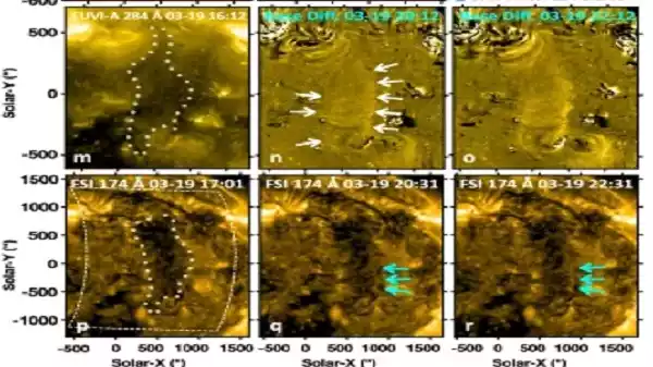 Solar eruption traveling through a coronal hole toward Earth causing geomagnetic storm