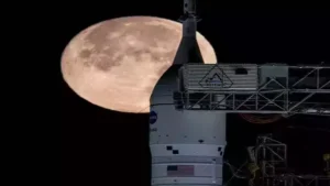 NASA’s Space Launch System during Artemis II wet dress rehearsal at Kennedy Space Center after hydrogen leak delayed launch