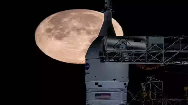NASA’s Space Launch System during Artemis II wet dress rehearsal at Kennedy Space Center after hydrogen leak delayed launch NASA’s Space Launch System during Artemis II wet dress rehearsal at Kennedy Space Center after hydrogen leak delayed launch