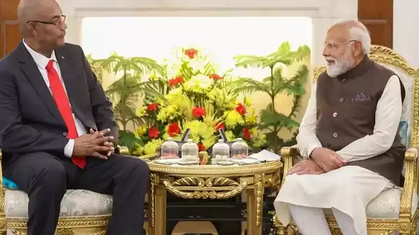 Prime Minister Narendra Modi with Seychelles President during bilateral talks in New Delhi