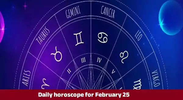 Zodiac wheel illustrating daily horoscope predictions for February 25, 2026