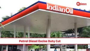 Fuel station in India showing petrol and diesel prices after excise duty cut announcement