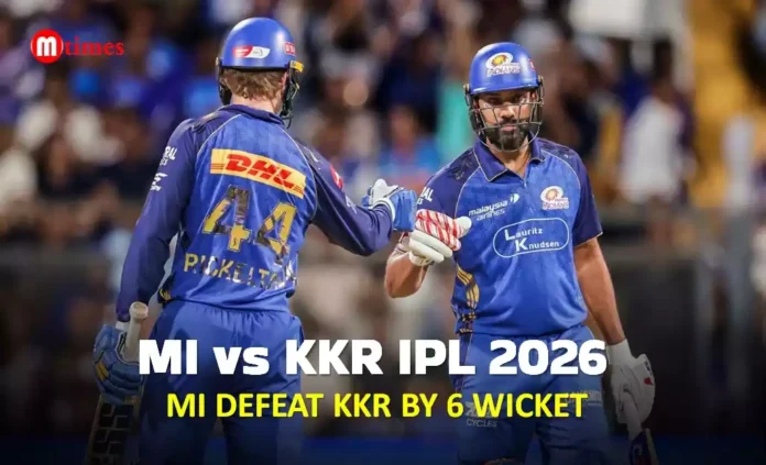 MI vs KKR IPL 2026 match report MI vs KKR IPL 2026 match report