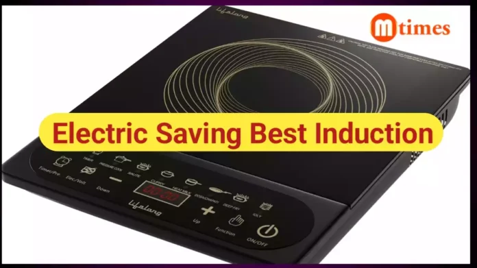 Modern induction cooktop used for cooking in an Indian kitchen