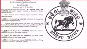 Odisha state government administrative reshuffle announcement 2026