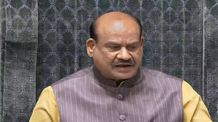 Om Birla addressing the Lok Sabha during parliamentary proceedings