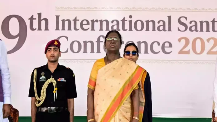 President Droupadi Murmu addressing a gathering during her visit to a tribal conference in West Bengal President Droupadi Murmu addressing a gathering during her visit to a tribal conference in West Bengal