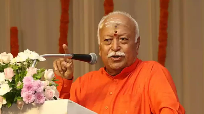 RSS chief Mohan Bhagwat addressing gathering at ashram event on immigration and population policy RSS chief Mohan Bhagwat addressing gathering at ashram event on immigration and population policy