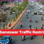 Traffic movement near Jaydev Vihar square in Bhubaneswar during security arrangements