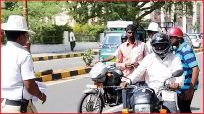 Traffic police checking vehicles during road safety enforcement drive on an Odisha highway