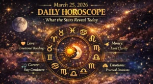 Zodiac signs horoscope wheel with planetary alignment March 25 2026