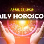 Zodiac wheel with daily horoscope predictions for April 29, 2026