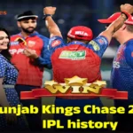 Punjab Kings players celebrating record IPL run chase against Delhi Capitals