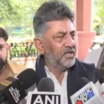 DK Shivakumar arriving for Karnataka Congress Legislature Party meeting