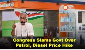 Fuel station displaying revised petrol and diesel prices amid political criticism