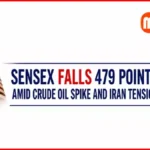 Sensex and Nifty trading lower on stock market screen amid rising crude oil prices