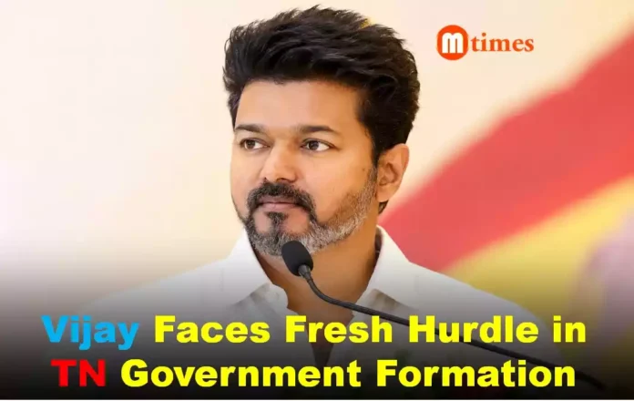 TVK founder Vijay during political consultations amid Tamil Nadu government formation uncertainty