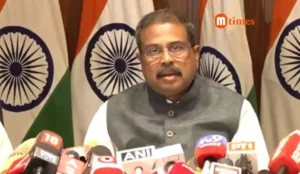Union Education Minister Dharmendra Pradhan addressing media on NEET UG 2026 re-examination