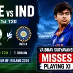 1st T20I against Ireland 2026. Vaibhav Suryavanshi misses out on the playing XI