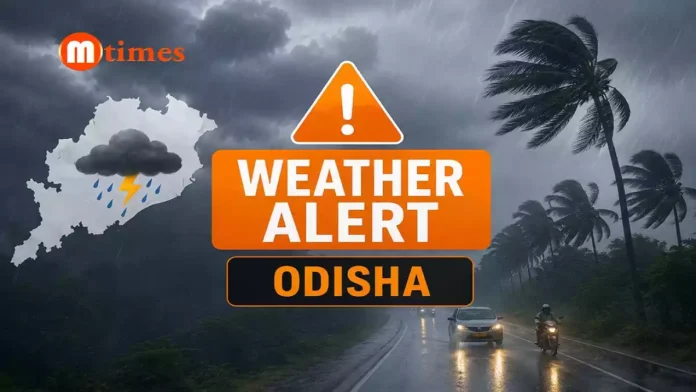 Dark monsoon clouds and rainfall over Odisha amid IMD's Orange Warning for thunderstorms and heavy rain. Dark monsoon clouds and rainfall over Odisha amid IMD's Orange Warning for thunderstorms and heavy rain.