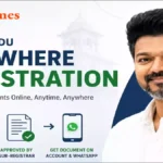 Digital document registration interface representing Tamil Nadu's Anywhere Registration service.