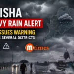 Heavy rainfall and dark clouds over Odisha as IMD issues heavy rain alert across several districts