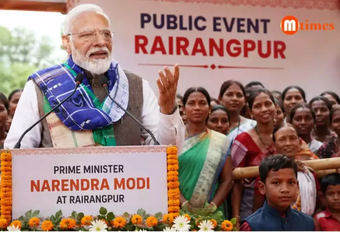 Prime Minister Narendra Modi attending a public event in Rairangpur, Odisha Prime Minister Narendra Modi attending a public event in Rairangpur, Odisha
