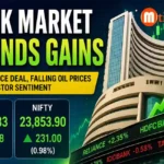 Rising stock market chart showing gains in Sensex and Nifty amid improving investor sentiment.