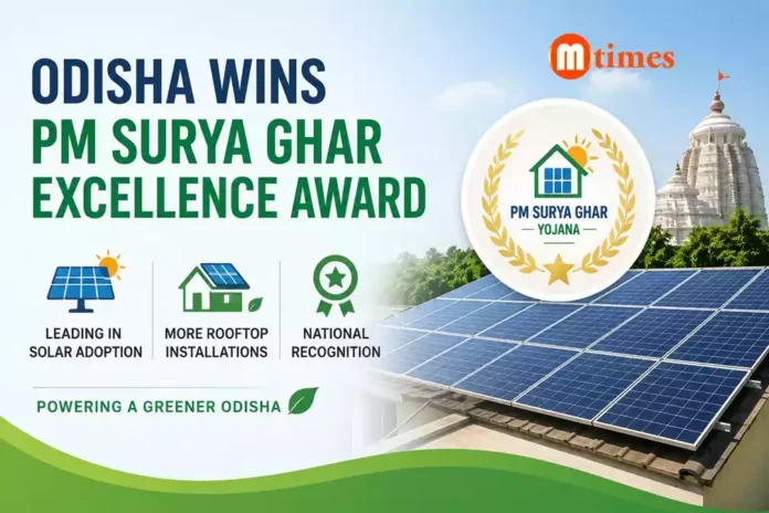 Rooftop solar panels installed on homes in Odisha under the PM Surya Ghar programme.