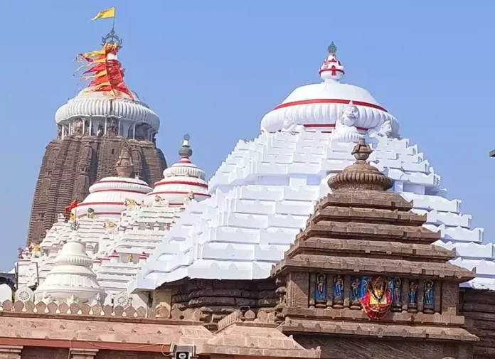 Shree Jagannath Temple in Puri during preparations for the sacred Banakalagi ritual.