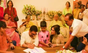 Aamir Khan and Gauri Spratt during their intimate wedding ceremony in Mumbai