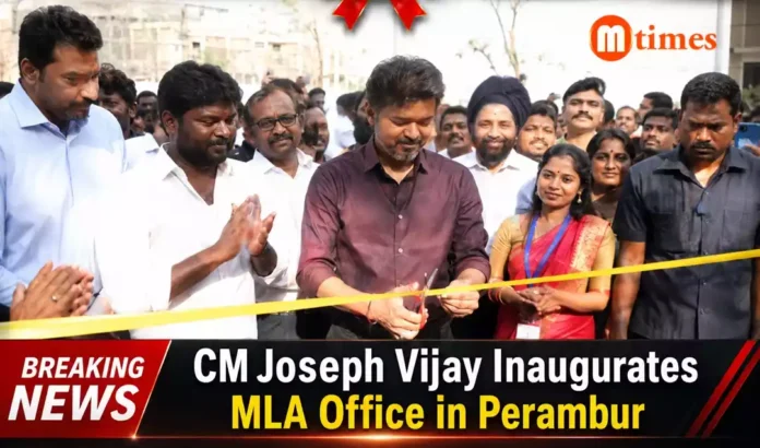 CM Joseph Vijay Inaugurates MLA Office in Perambur CM Joseph Vijay Inaugurates MLA Office in Perambur