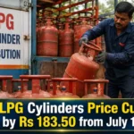 Commercial LPG cylinders stacked at a fuel distribution centre after the latest price revision