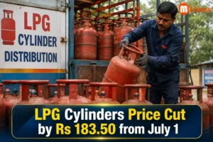 Commercial LPG cylinders stacked at a fuel distribution centre after the latest price revision