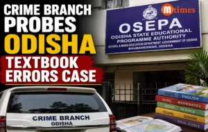 Crime Branch officials visit the OSEPA office in Bhubaneswar to investigate errors in Odisha school textbooks.
