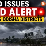 Dark rain clouds over Odisha as the IMD issues a red warning for extremely heavy rainfall across several districts.