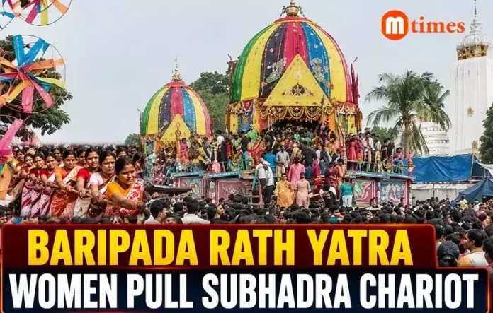 Devotees participating in the Baripada Rath Yatra 2026 as the chariots of Lord Jagannath, Balabhadra and Goddess Subhadra move through Baripada. Devotees participating in the Baripada Rath Yatra 2026 as the chariots of Lord Jagannath, Balabhadra and Goddess Subhadra move through Baripada.