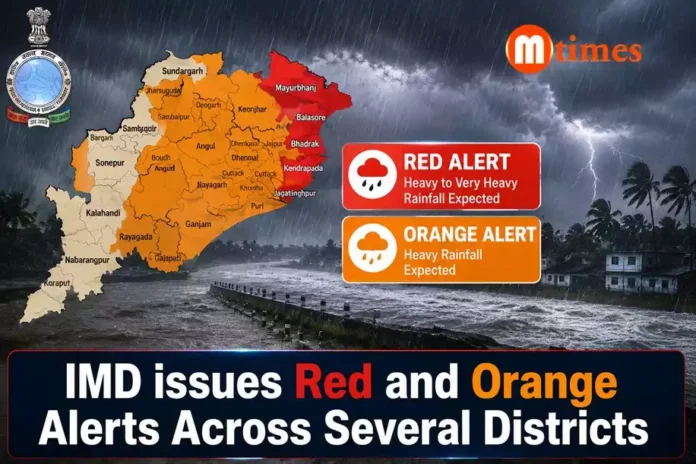 Heavy rainfall over Odisha as IMD issues Red and Orange alerts across several districts Heavy rainfall over Odisha as IMD issues Red and Orange alerts across several districts