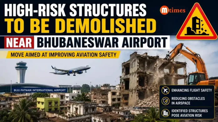 High-risk buildings identified for demolition near Biju Patnaik International Airport to improve aviation safety in Bhubaneswar. High-risk buildings identified for demolition near Biju Patnaik International Airport to improve aviation safety in Bhubaneswar.