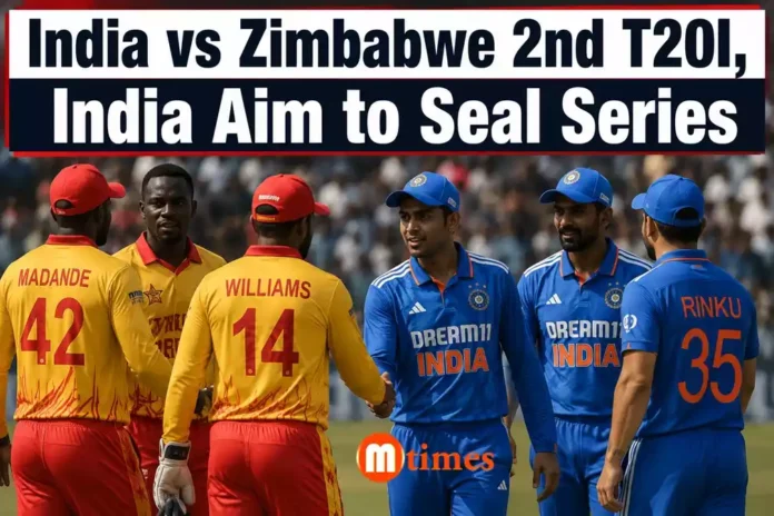India and Zimbabwe players during the second T20I series match at Harare Sports Club. India and Zimbabwe players during the second T20I series match at Harare Sports Club.