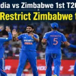 India's fast bowlers celebrate after restricting Zimbabwe to 125 for 7 in the first T20I