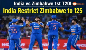 India's fast bowlers celebrate after restricting Zimbabwe to 125 for 7 in the first T20I