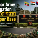 Myanmar Army officers interacting with Indian Army personnel at the Army Air Defence Centre in Gopalpur, Odisha.
