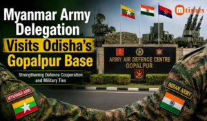Myanmar Army officers interacting with Indian Army personnel at the Army Air Defence Centre in Gopalpur, Odisha.