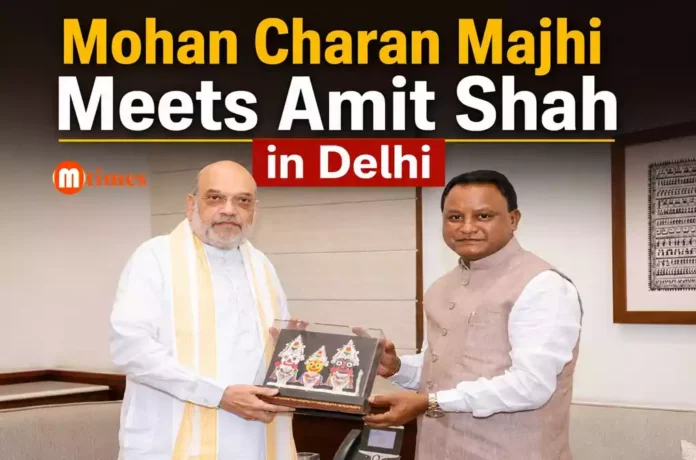 Odisha Chief Minister Mohan Charan Majhi meeting Union Home Minister Amit Shah in New Delhi.