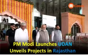 Prime Minister Narendra Modi inaugurating the new terminal building at Jodhpur Airport during his Rajasthan visit