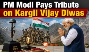 Prime Minister Narendra Modi pays tribute to the soldiers of the 1999 Kargil War on Kargil Vijay Diwas.