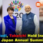 Prime Minister Narendra Modi welcoming Japanese Prime Minister Sanae Takaichi during her official visit to New Delhi
